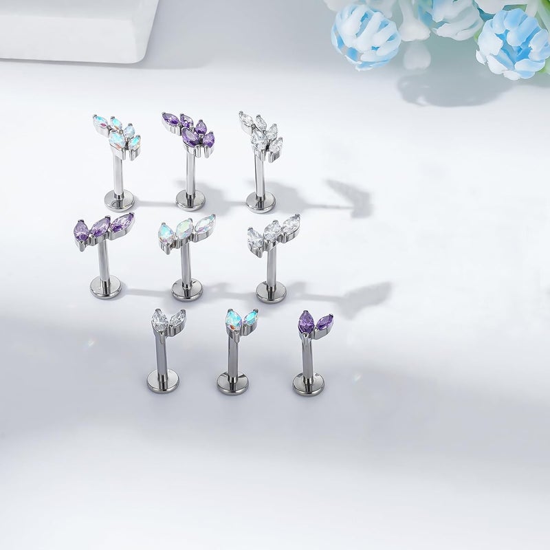 TOMIDES G23 Titanium Flat Back Earrings Studs 16g F136 Implant Grade Titanium Labrets Press Fit Threadless Push In Dainty Cartilage Helix Conch Lobe Lip Tragus Piercing Jewelry - Image 4